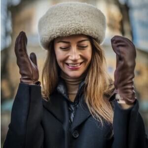 Hestra Women's Chocolate Tiril Mitt Leather Gloves Size 6